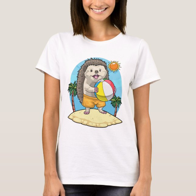 Igelkott Strand Vattenpolo Sommar T Shirt (Framsida)