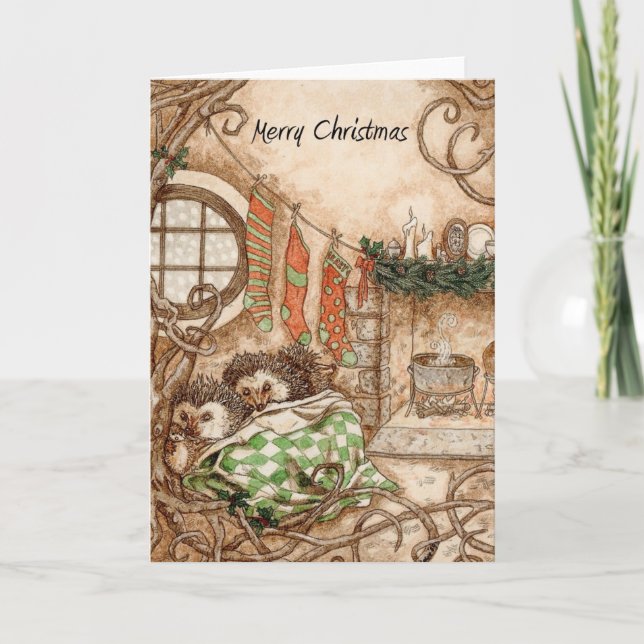 Igelkottjulkort - del 2 helgkort (Framsida)