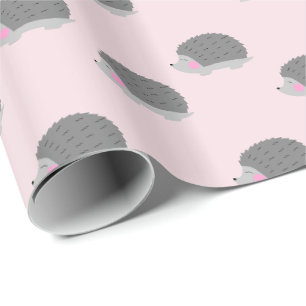 Igelkottrosor och grått slående in papper presentpapper