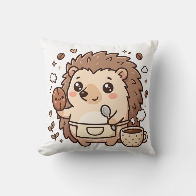 Igelkottsbönkaffe Kawaii Kudd Kudde (Framsida)