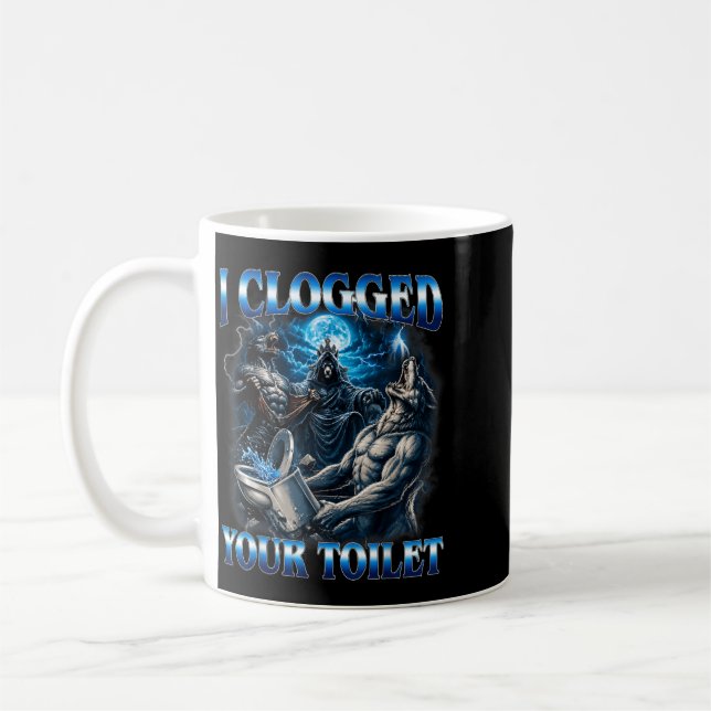 Iggelott Toalett Roligt Alpha Wolf Meme Dum Kaffemugg (Vänster)