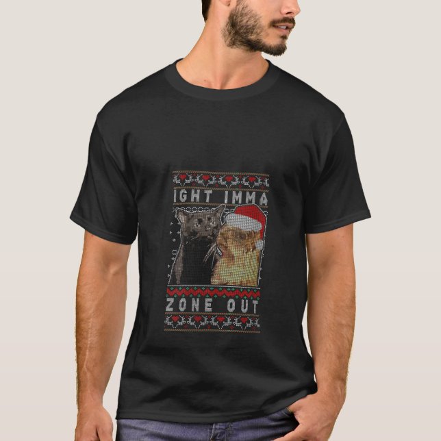 Ight Imma Zon Out Cat Staring jul Sweater V T Shirt (Framsida)