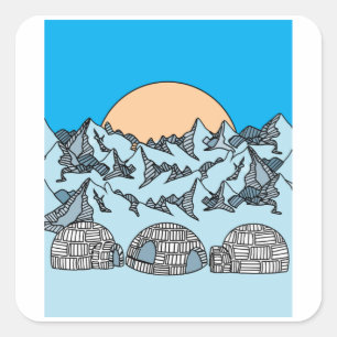 Igloo snö och islandskap fyrkantigt klistermärke