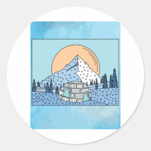 Igloo snö och islandskap runt klistermärke