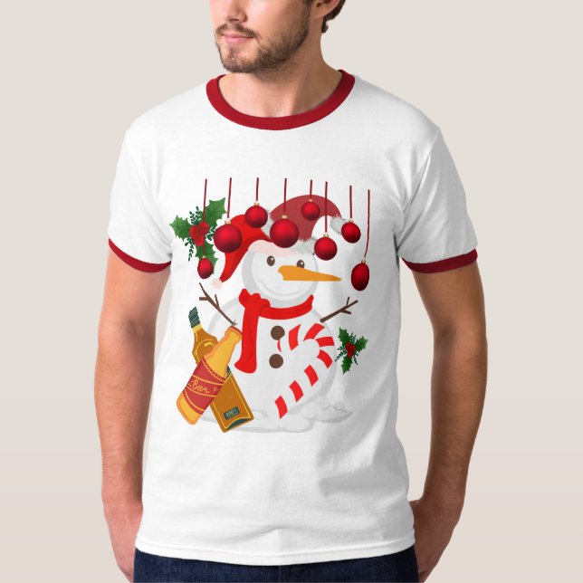 Igloo With Beer - Lustigt juligloo ölgåva T Shirt (Framsida)