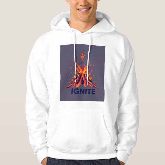 Ignite: Volcano of Geometric Power T-Shirt Design Hoodie (Framsida)