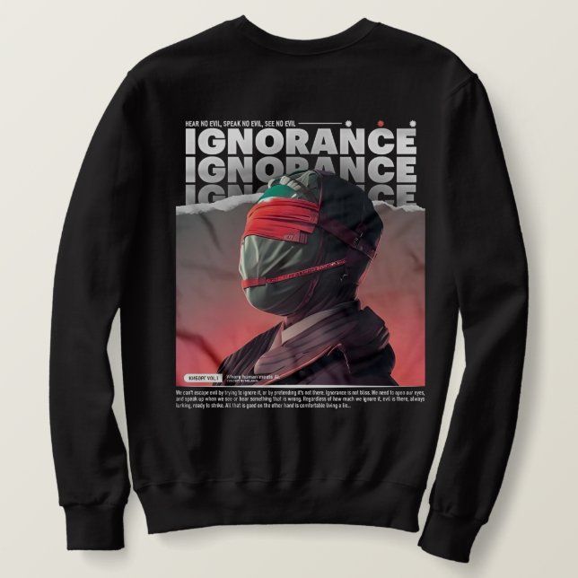IGNORANCE maskerad ansikte Brutalism Streetwear Lång Ärmad Tröja (Design baksida)