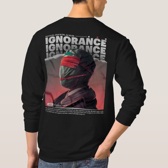 IGNORANCE maskerad ansikte Brutalism Streetwear T Shirt (Baksida)