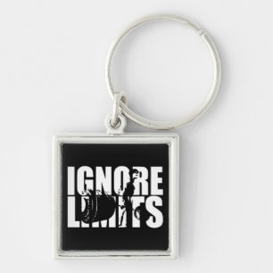 IGNORE LIMITS - Deadlift Workout Motivational Fyrkantig Silverfärgad Nyckelring