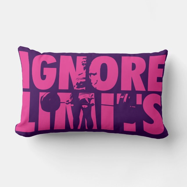 IGNORE LIMITS - Kvinnors viktande motivation Lumbarkudde (Framsida)