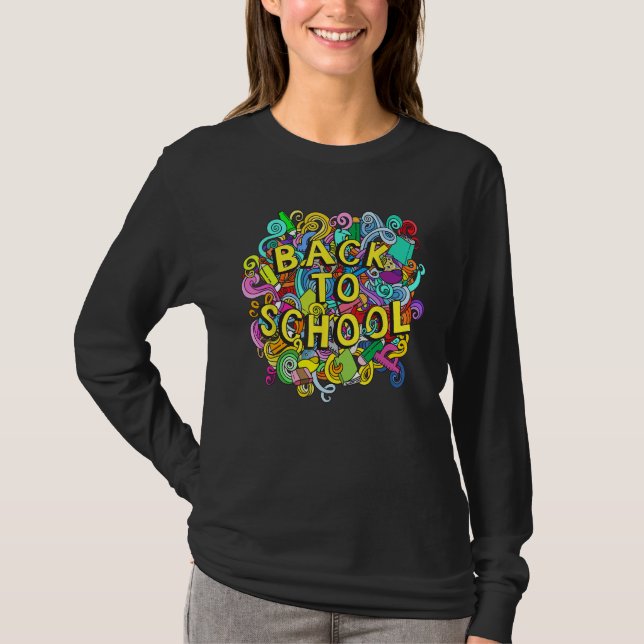 Ignorera Back to school-andan med färgfull doo T Shirt (Framsida)