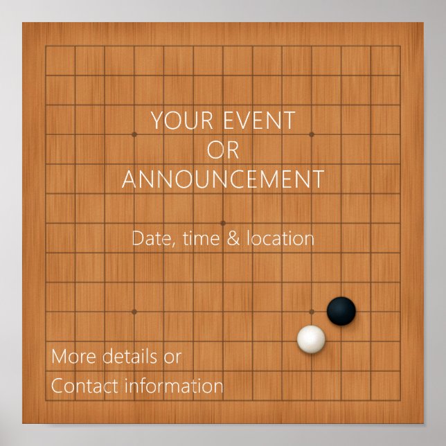 Igo Baduk Weiqi Anpassningsbar Poster (Framsidan)