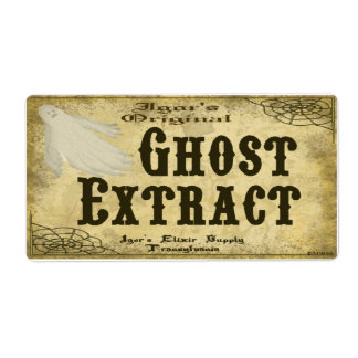 Igor's Ghost Extract Halloween Pantry-etikett Fraktsedel