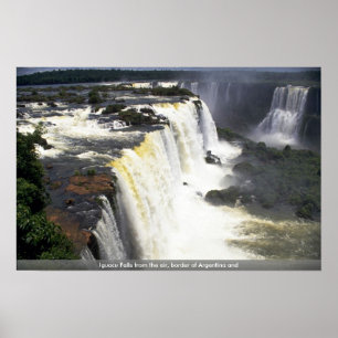 Iguacu nedgångar från luften, gräns av Argentina Poster