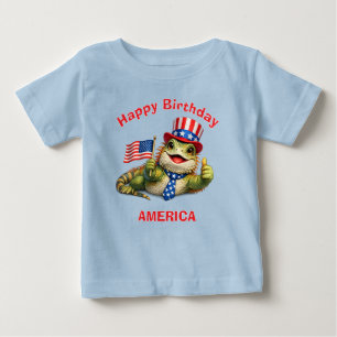 Iguana (3d) Patriotisk Barn T-Shirt