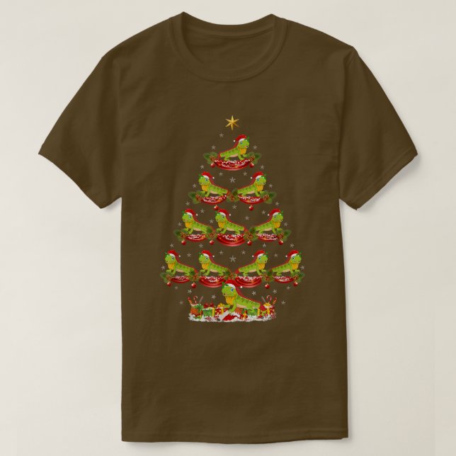 Iguana Älskare Julafton Helgdag Santa Iguana jul T T Shirt (Design framsida)