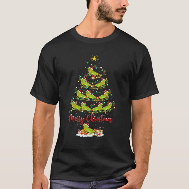 Iguana Animal Lover Matching Santa Iguana Christma T Shirt (Framsida)