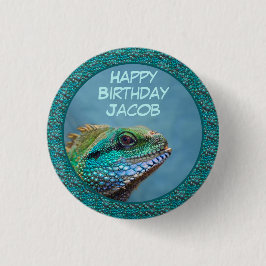 Iguana Birthday Button Knapp