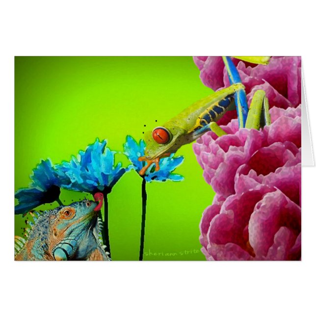 Iguana & Frog Hälsningskort (Framsidan Horizontal)