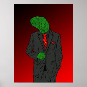 Iguana i ett företag Kostym Poster