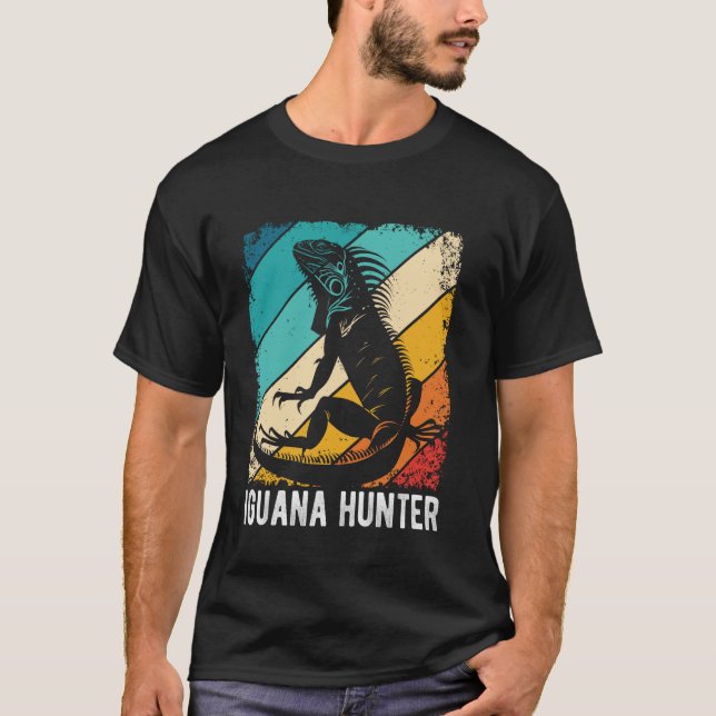 IGUANA JÄGARE Retro Iguana Hunter T Shirt (Framsida)