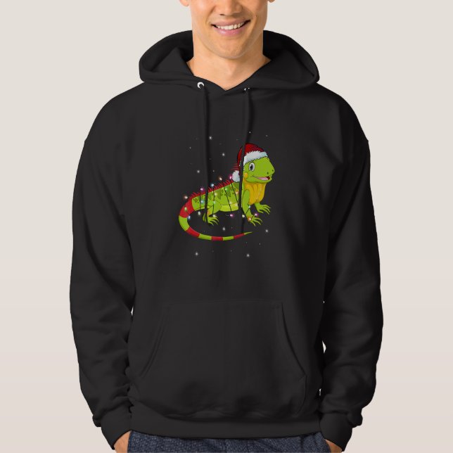 Iguana jul Light Sweater Animals Julafton Hoodie (Framsida)