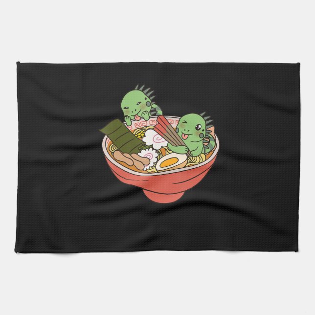 Iguana Kawaii Ramen Funny Pet Gift Kökshandduk (Horisontell)