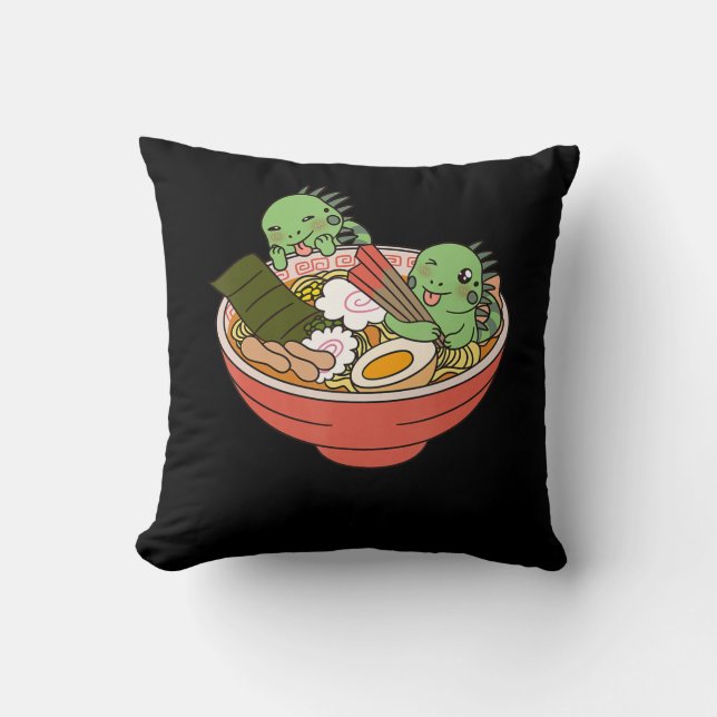 Iguana Kawaii Ramen Funny Pet Gift Kudde (Framsida)