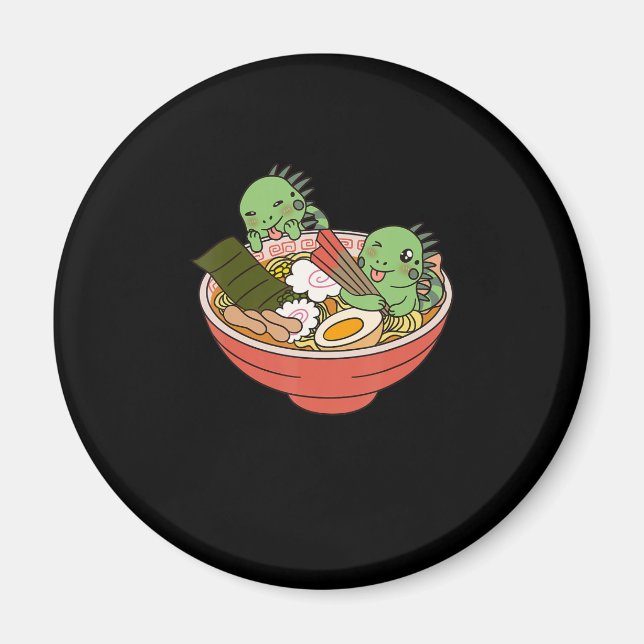 Iguana Kawaii Ramen Funny Pet Gift Magnet (Framsidan)
