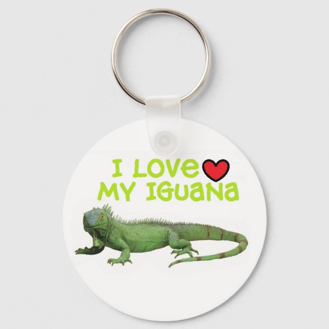 Iguana Keychain "I kärlek my Iguana" Nyckelring (Framsida)