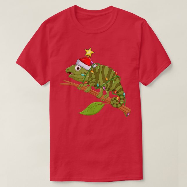 Iguana Lighting Julafton Träd Matching Iguana Chri T Shirt (Design framsida)