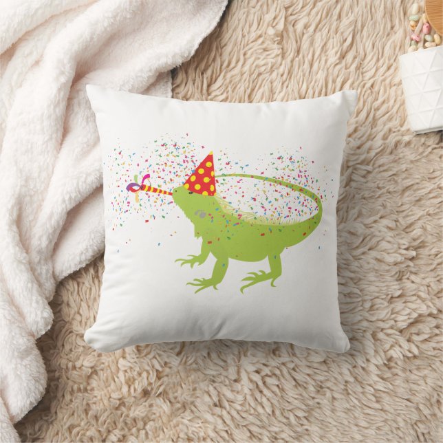 Iguana Lizard Partying Animals med Party Kudde (Filt)