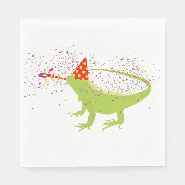 Iguana Lizard Partying Animals med Party Pappersservett (Framsidan)