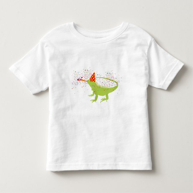 Iguana Lizard Partying Animals med Party T Shirt (Framsida)
