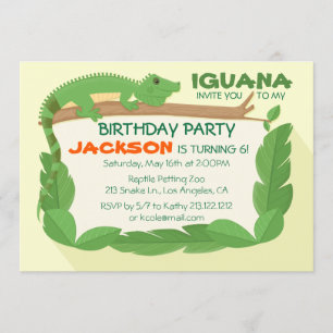 Iguana Lizard Reptile Birthday-inbjudan Inbjudningar