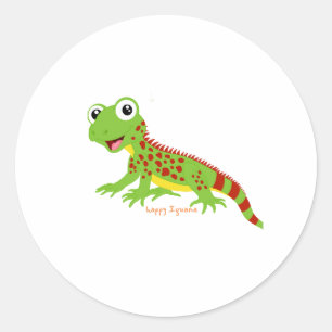 Iguana lycklig Sticker Runt Klistermärke