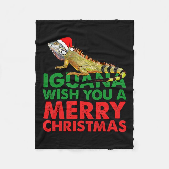 Iguana önskar dig en God jul-funny Iguana Fleecefilt (Framsidan)
