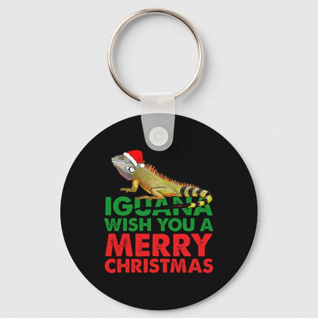 Iguana önskar dig en God jul-funny Iguana Nyckelring (Framsida)