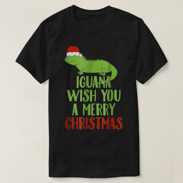 Iguana önskar dig en God jul-funny Julafton Holid T Shirt (Design framsida)