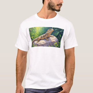 Iguana på Sten Watercolor T-Shirt