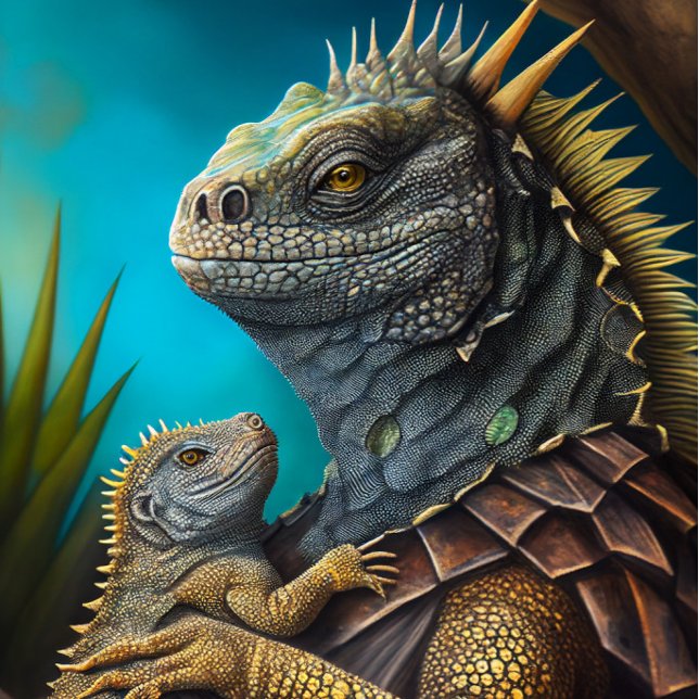 Iguana Pappa och Baby Slipsklöver Slips (Skapare uppladdad)