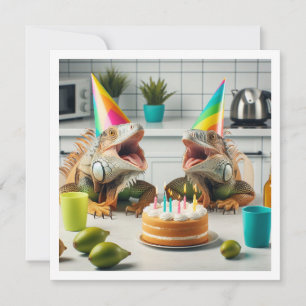 Iguana party djur, reptil födelsedag inbjudningar