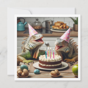 Iguana party djur, reptil födelsedag inbjudningar