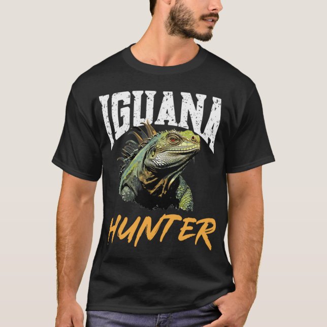 Iguana Reptile Älskare Herpetology Iguana Hunter L T Shirt (Framsida)