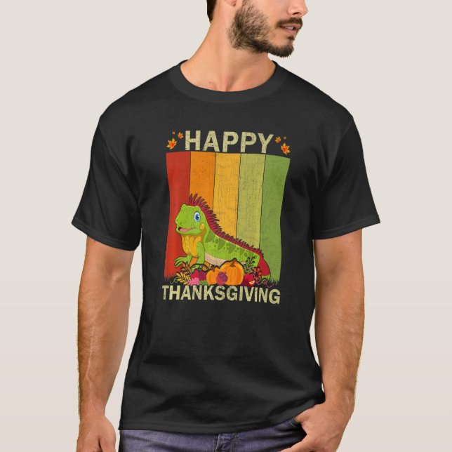 Iguana  Retro Graphic Family Matching Thanksgiving T Shirt (Framsida)