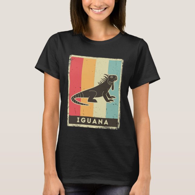 Iguana  Retro Poster Animal T Shirt (Framsida)