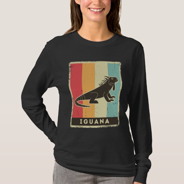 Iguana  Retro Poster Animal T Shirt (Framsida)