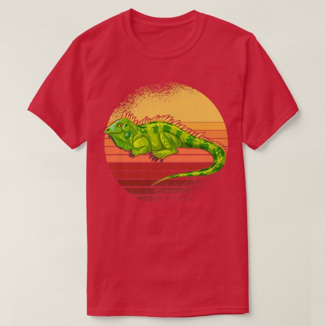 Iguana Retro Sunset Reptiles 2 T Shirt (Design framsida)