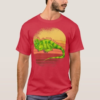 Iguana Retro Sunset Reptiles 2 T Shirt