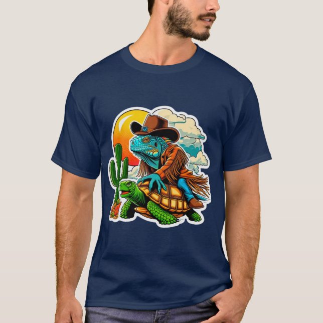 IGUANA RIDING DESERT TORTOISE 3 T SHIRT (Framsida)